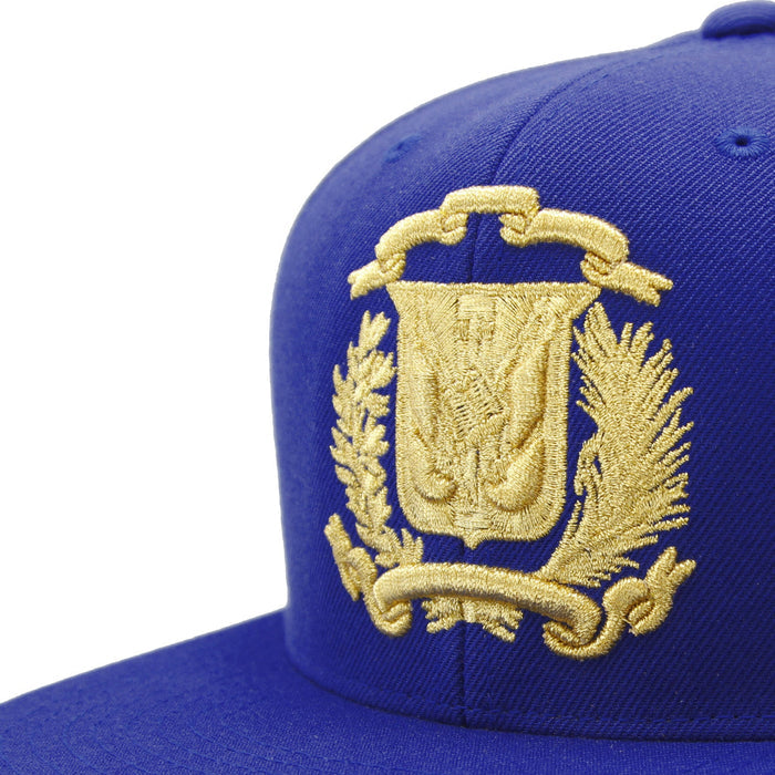 Escudo Republica Dominicana - Dominican Snapback Royal - Metallic Gold Hat Peligro Sports