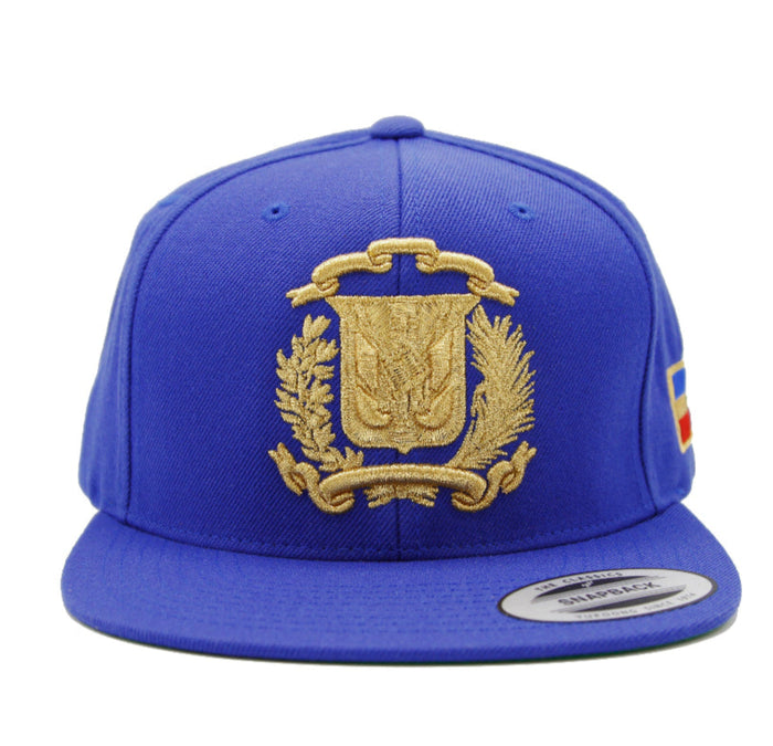 Escudo Republica Dominicana - Dominican Snapback Royal - Metallic Gold Hat Peligro Sports