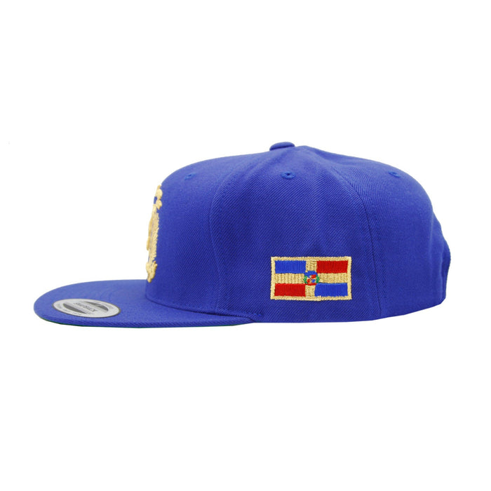 Escudo Republica Dominicana - Dominican Snapback Royal - Metallic Gold Hat Peligro Sports