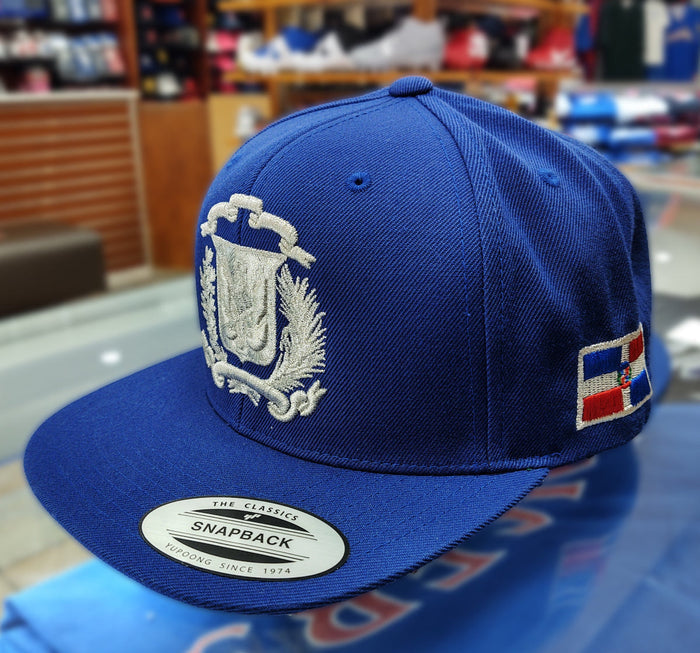 Escudo Republica Dominicana - Dominican Snapback Royal - Metallic Silver Hat Peligro Sports