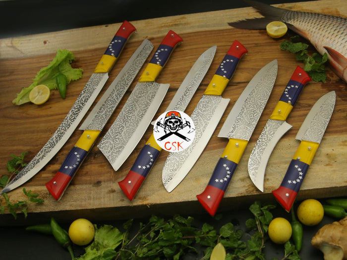 Etchy Blades with Venezuela Flag Handle cskforged