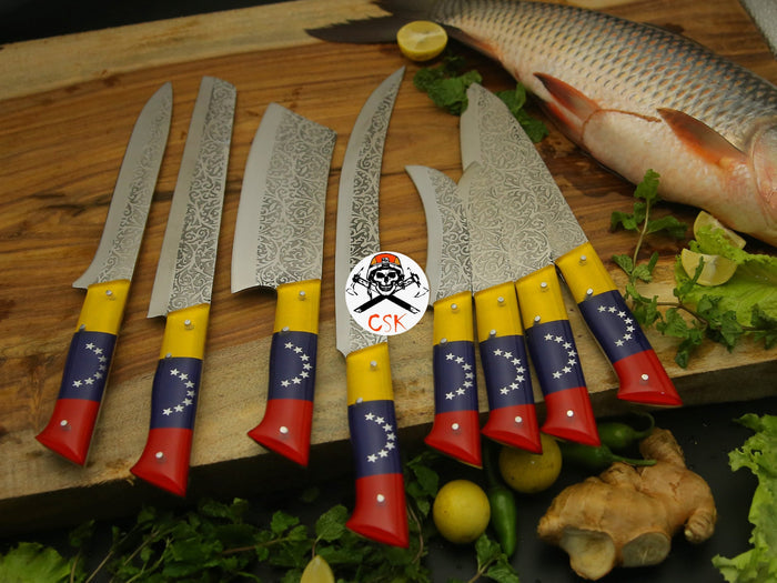 Etchy Blades with Venezuela Flag Handle cskforged