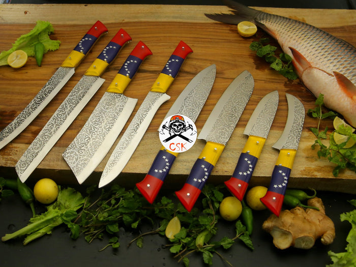 Etchy Blades with Venezuela Flag Handle cskforged