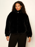 Everest Fur Bomber Black Extended Sizing