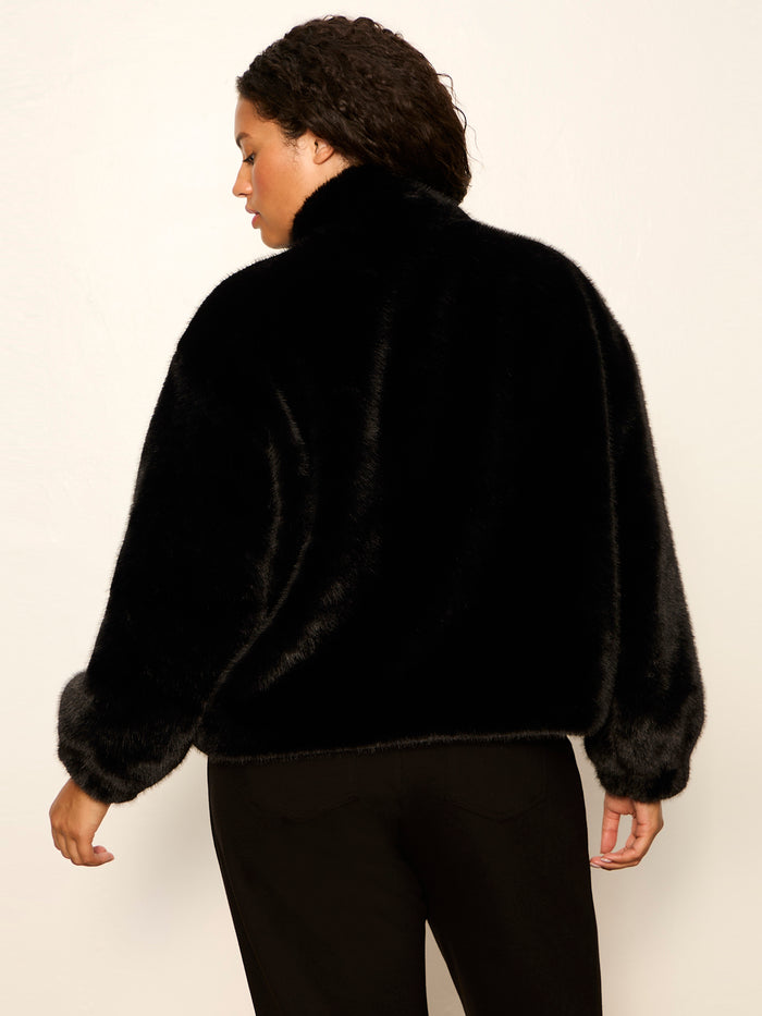 Everest Fur Bomber Black Extended Sizing