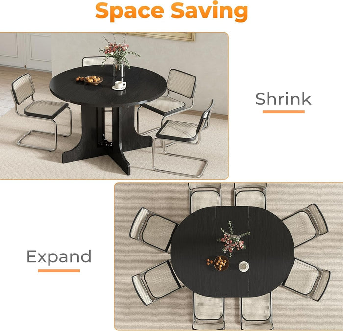 Expandable Charcoal Circular Dining Table 43in 59in