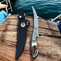Exquisite Handmade Damascus Steel Fillet Knife – Antler Handle cskforged