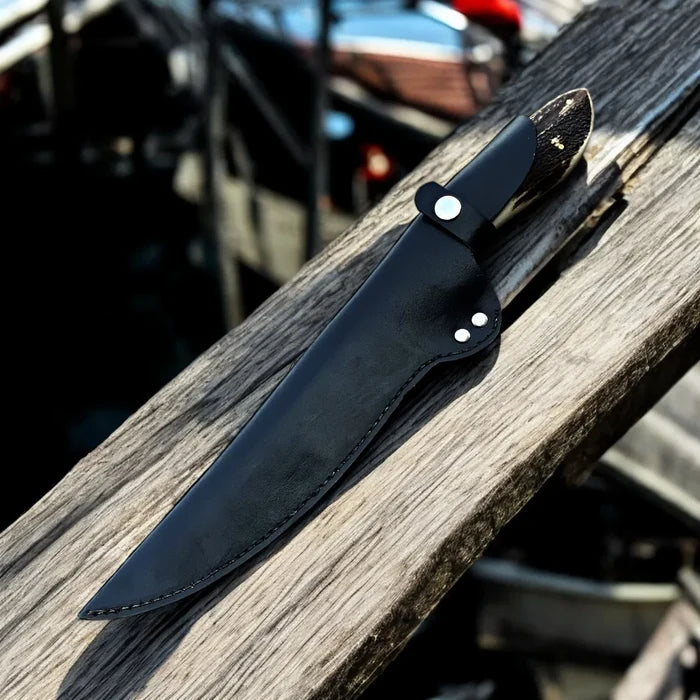Exquisite Handmade Damascus Steel Fillet Knife – Antler Handle cskforged