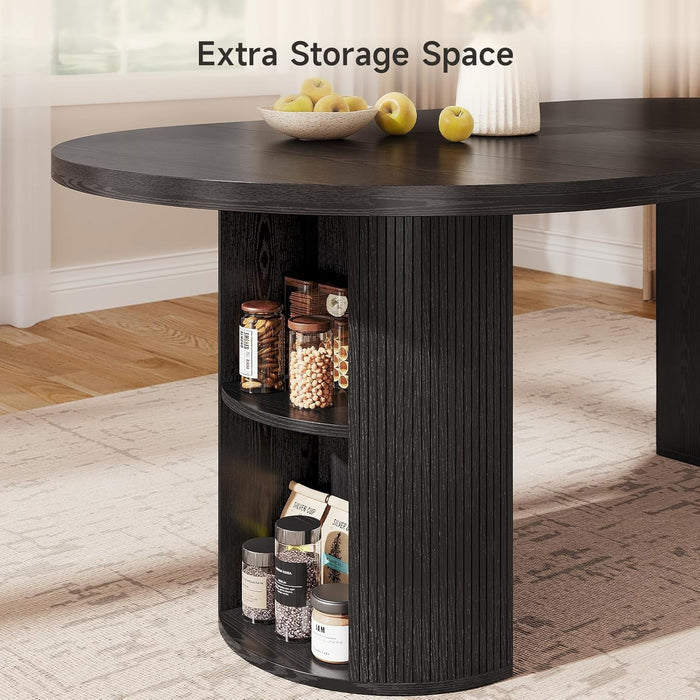 Extendable Oval Dining Table 41to78 Inches Charcoal Black