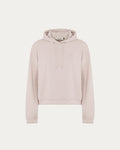 Felpa cropped beige con cappuccio