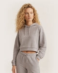 Felpa cropped grigia con cappuccio