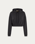 Felpa cropped grigio scuro con cappuccio