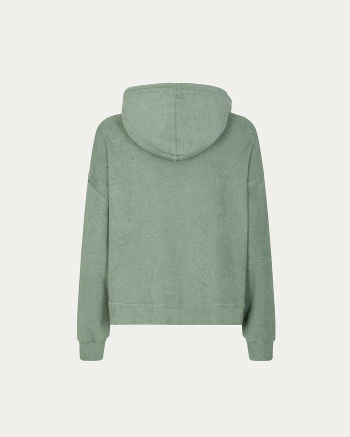 Felpa verde salvia con cappuccio e zip