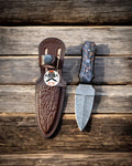 Field Damascus Knife with Epoxy Pine Cone Handle cskforged