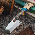 Finger grooved Turquois Tantoo Blade knife cskforged