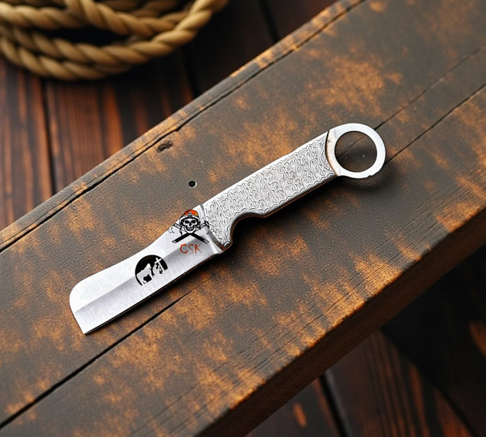Finger Hole Bull Cutter Knife - 3.5” Blade With Unique Wire Cut cskforged