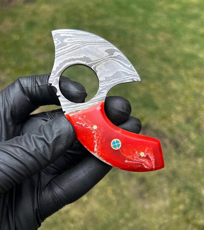 Finger hole Unique Handmade ULU Knife cskforged