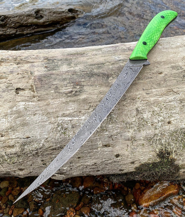 Fixed Blade Damascus steel fillet knife cskforged