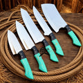 Fixed Blade Handmade D2 steel (5pcs) kitchen chef knives set cskforged