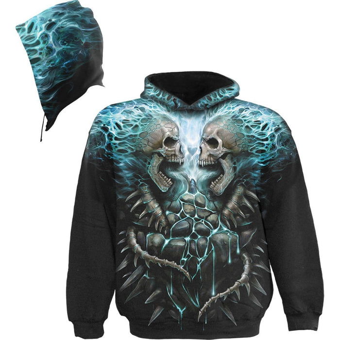 FLAMING SPINE - Allover Hoody Black Spiral USA