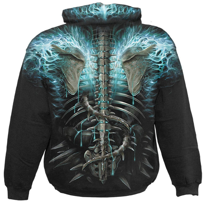 FLAMING SPINE - Allover Hoody Black Spiral USA