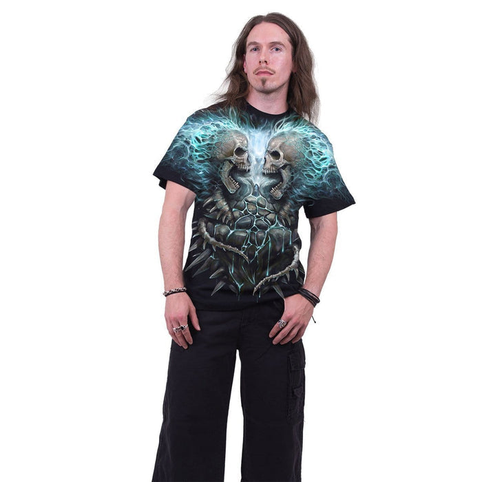 FLAMING SPINE - Allover T-Shirt Black Spiral USA