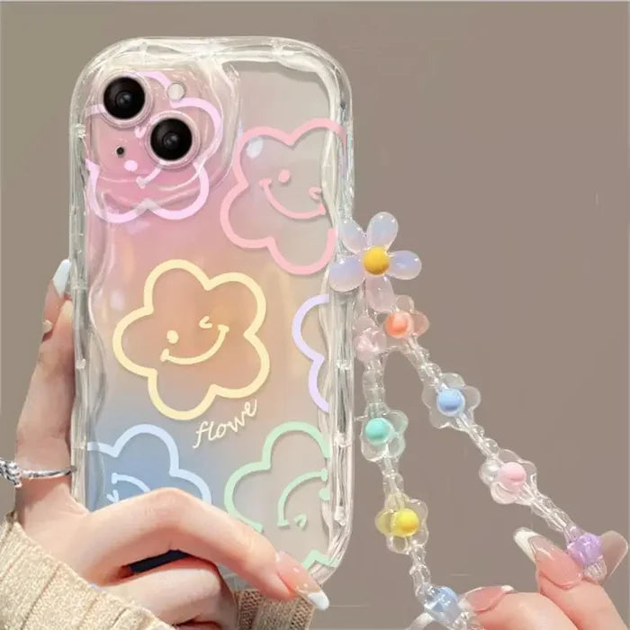 Flower Bracelet Wrist Strap Back Cover Chain Accessory For iPhone PhoneShells