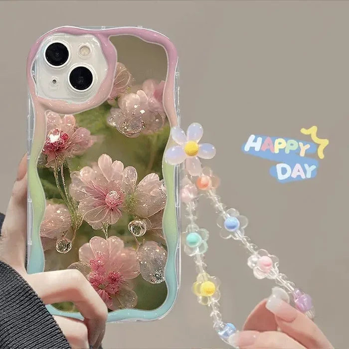 Flower Bracelet Wrist Strap Back Cover Chain Accessory For iPhone PhoneShells