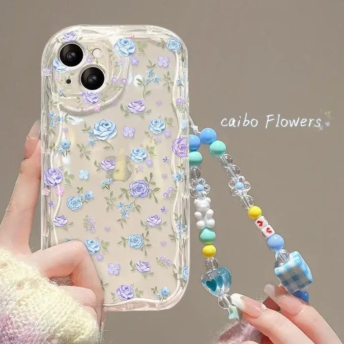 Flower Bracelet Wrist Strap Back Cover Chain Accessory For iPhone PhoneShells