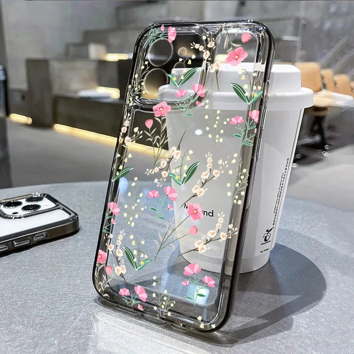 Flower Bumper Transparent Shockproof Phone Case PhoneShells