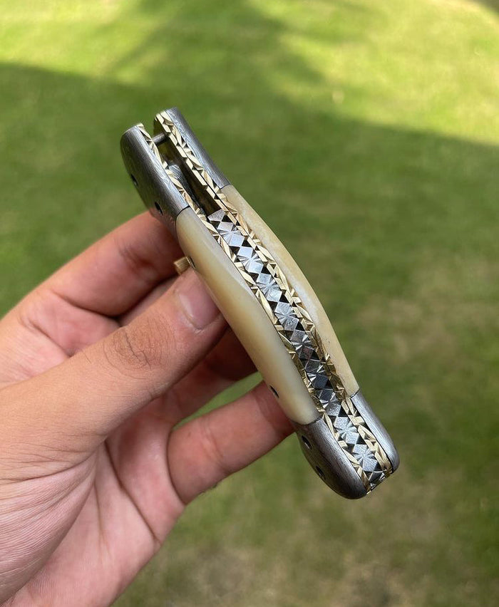Folding Damascus Blade EDC Folding Pocket Knife cskforged