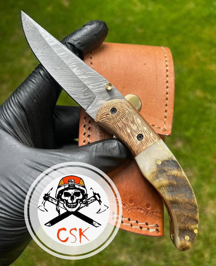 Folding Dmascus Pocket Knife/EDC Pocket Folding cskforged
