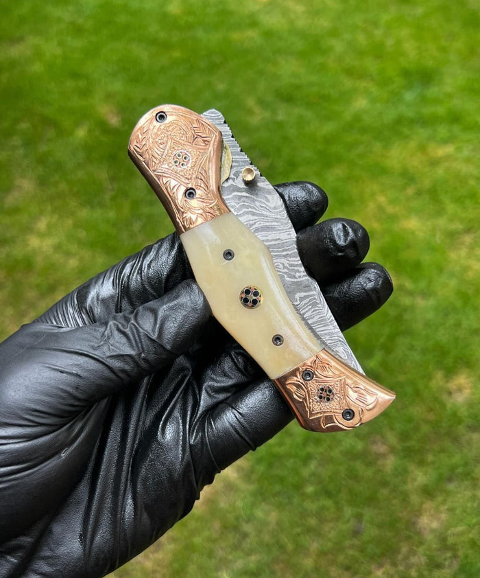 Folding Dmascus Pocket Knife/EDC Pocket Folding cskforged