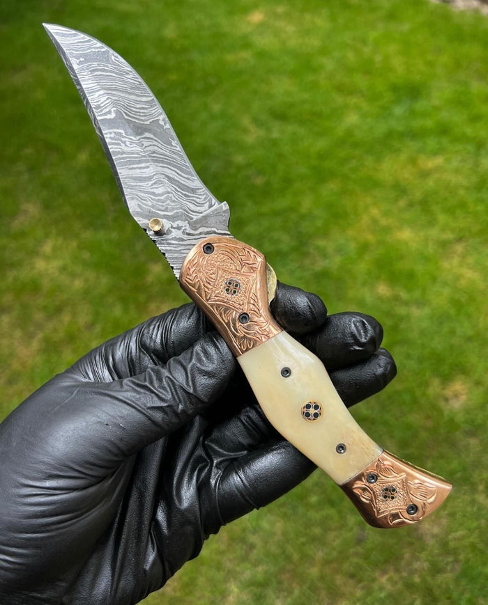 Folding Dmascus Pocket Knife/EDC Pocket Folding cskforged