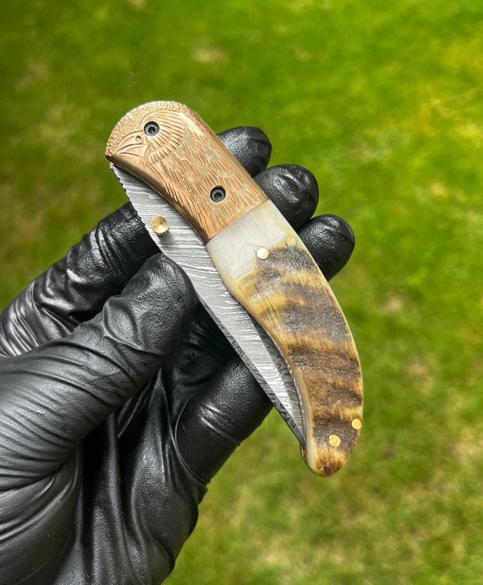 Folding Dmascus Pocket Knife/EDC Pocket Folding cskforged