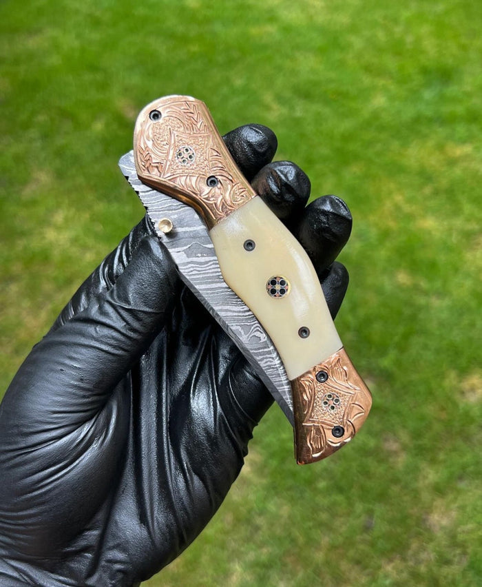 Folding Dmascus Pocket Knife/EDC Pocket Folding cskforged