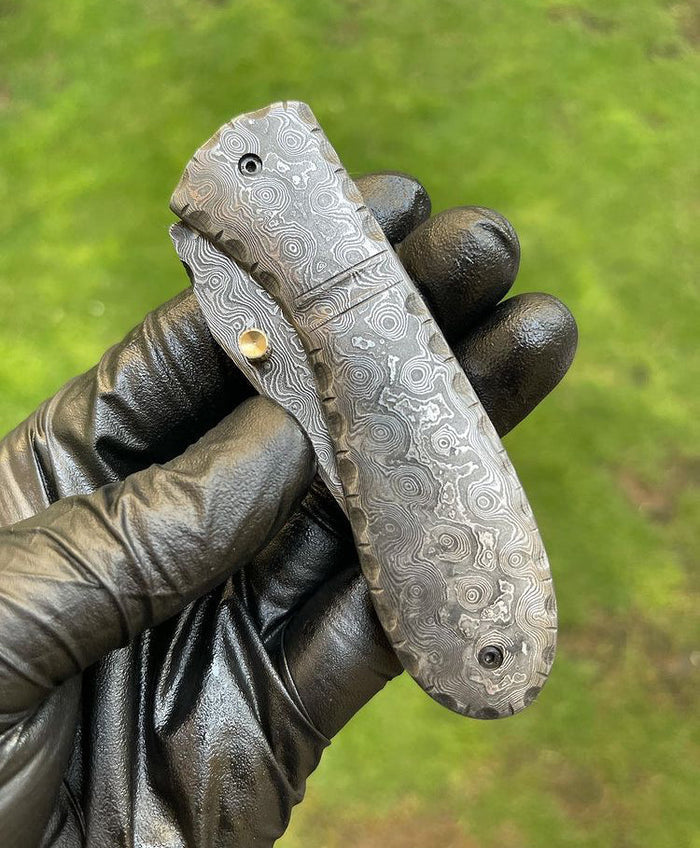 Folding Full Damascus Blade EDC Folding Pocket Knife cskforged
