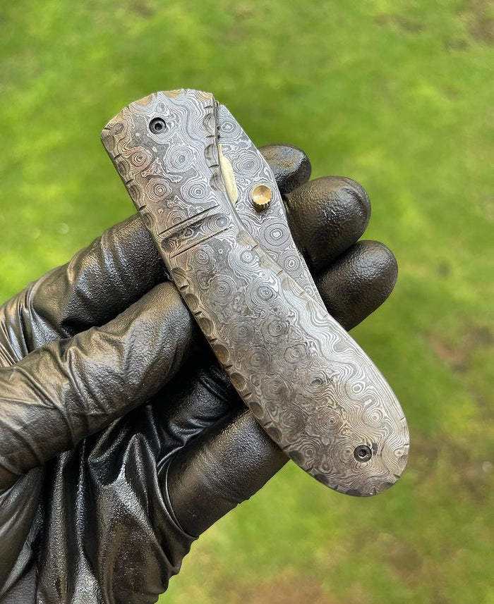 Folding Full Damascus Blade EDC Folding Pocket Knife cskforged