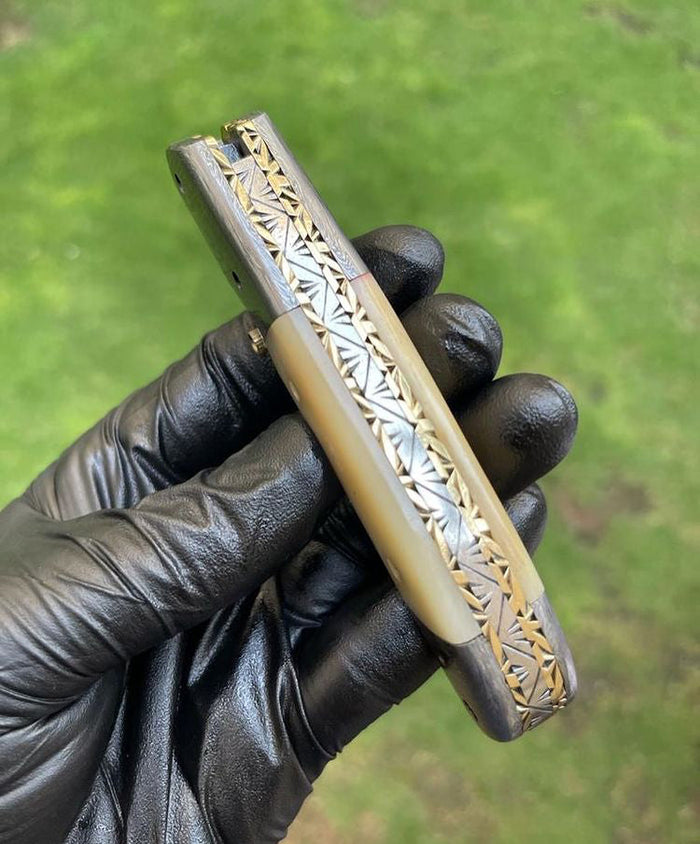 Folding pocket Damascus Blade EDC Folding Pocket Knife cskforged