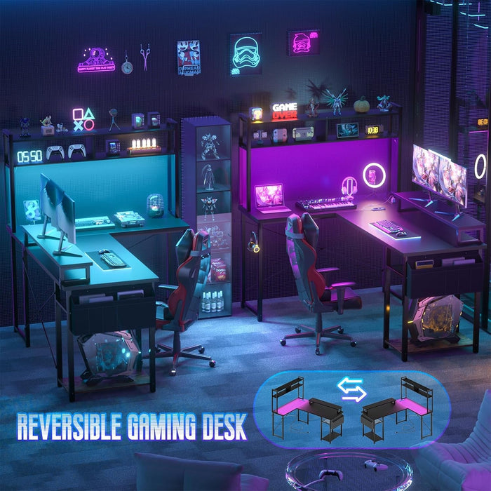 Forty Eight Inch L Shaped Gaming Desk With Power Outlets