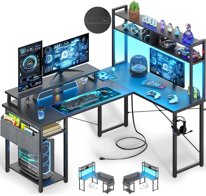 Forty Eight Inch L Shaped Gaming Desk With Power Outlets