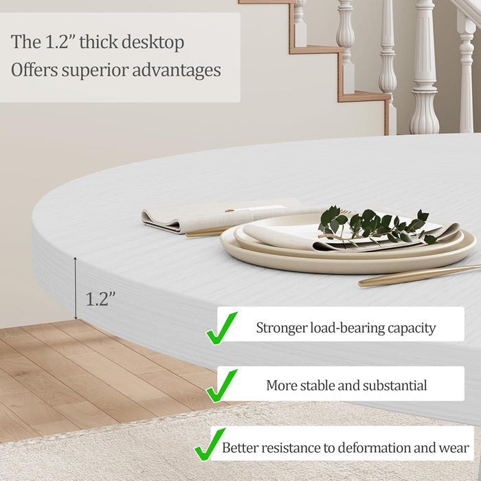 Forty Seven Inches White Circular Solid Wood Dining Table