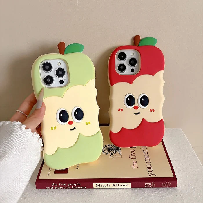 Funny 3D Cartoon Apple Designs Soft Silicone Phone Case PhoneShells