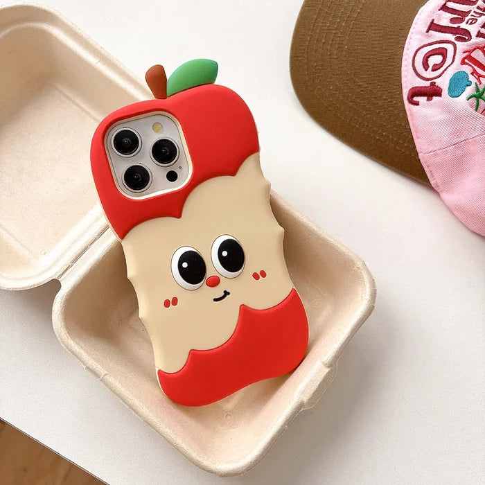 Funny 3D Cartoon Apple Designs Soft Silicone Phone Case PhoneShells