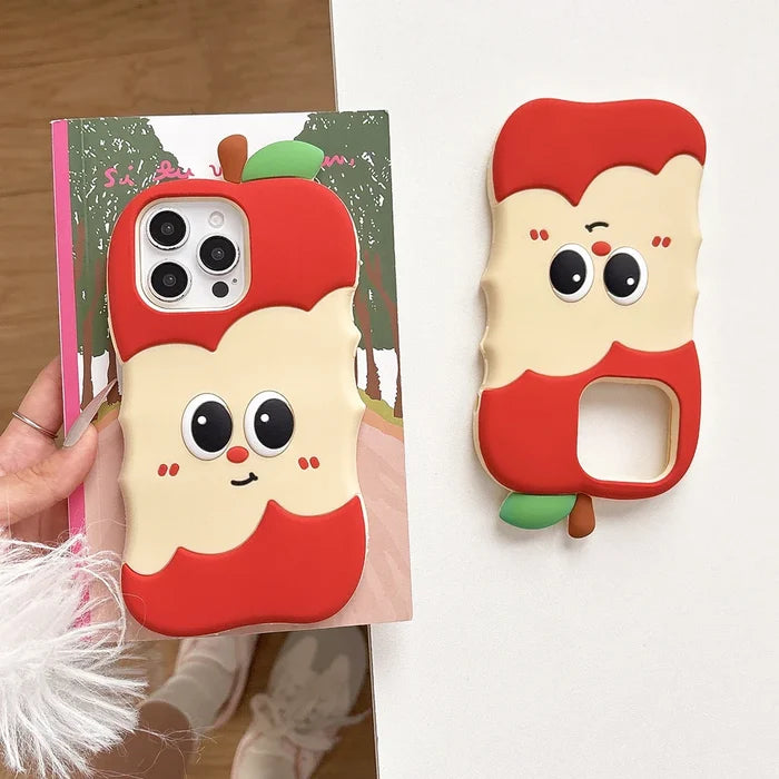 Funny 3D Cartoon Apple Designs Soft Silicone Phone Case PhoneShells