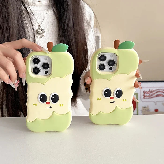Funny 3D Cartoon Apple Designs Soft Silicone Phone Case PhoneShells