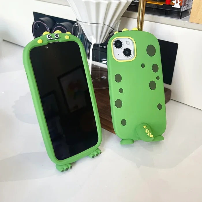 Funny Cute Dinosaur Tail Holder Rubber Soft Silicon Phone Case PhoneShells