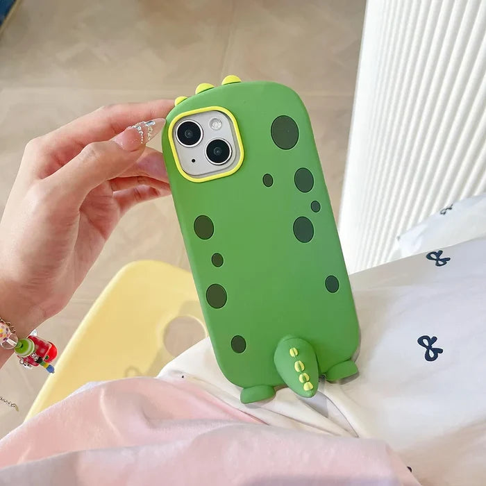 Funny Cute Dinosaur Tail Holder Rubber Soft Silicon Phone Case PhoneShells