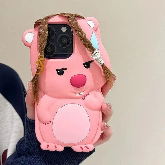 Funny True Braided Hair Loopy Cartoon Silicon Soft Back Phone Case PhoneShells