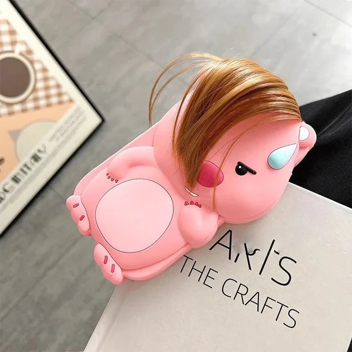 Funny True Braided Hair Loopy Cartoon Silicon Soft Back Phone Case PhoneShells